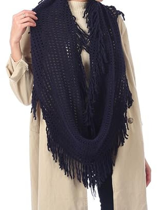 LUMoony Umhang Winter Warm Gestrickt Strick Schals 70 * 50CM Damen Schal Mode Herbst Winter Warm Häkeln Stricken Strickschal mit Fransen Mode Herbst Winter Warm Stricken Dekorativer Halswärmer Schal