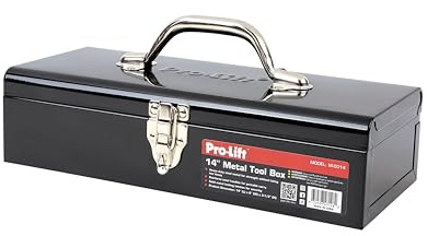Pro-Lift Cassetta degli attrezzi in acciaio – Cassetta degli attrezzi in metallo portatile da 35,6 cm con manico – Chiusura a scatto in metallo resistente piccola scatola portaoggetti per attrezzi