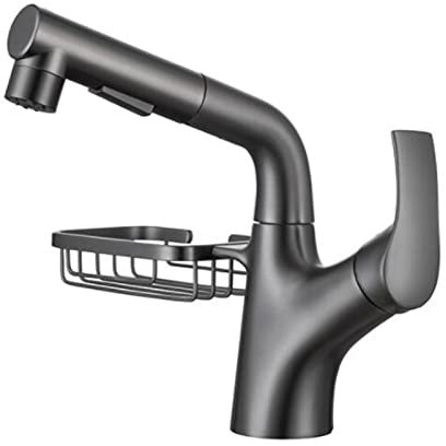 Waschtischarmatur mit ausziehbarer Brause, Multifunktions-Schwenkbrause for heiße und kalte Messing-Badarmaturen, grau (Color : Gris)