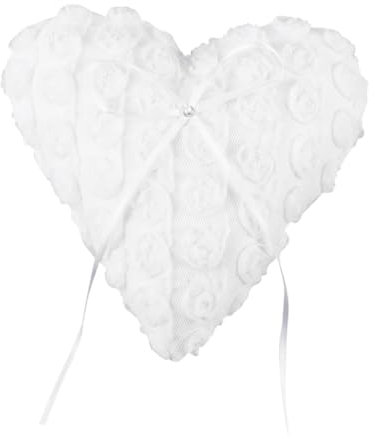 Amosfun Rosenkissen Kissen in Herzform Herz Ehering hochzeitslaken wedlock nupsis Ringe Herzringkissen Ringkissen Herzförmig Kopfkissen Hochzeitsbedarf Braut Weiß
