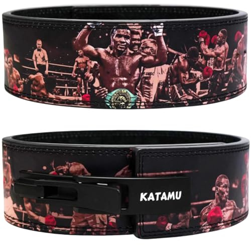 Katamu Premium Gewichthebergürtel aus Leder – sicherer Stahlhebel, Powerlifting-Unterstützung für Kreuzheben, Kniebeugen und schweres Heben – mehr heben, gut aussehen (Tyson, groß)