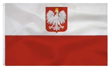 Polnische Adlerfahnen Flaga polska mit adler 90 x 150 cm- Polnische Flagge Polyester leuchtenden Farben mit Messing-Ösen Polish flag