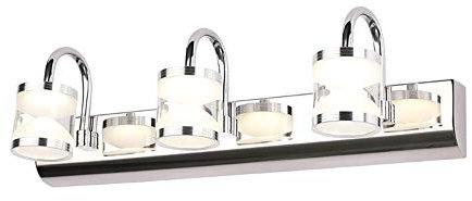 Lampe miroir salle bain, lumières miroir LED 9 W, lampe d'armoire miroir étanche à l'humidité cristal à 3 têtes, lampe avant miroir acier inoxydable pour salle bain et toilettes