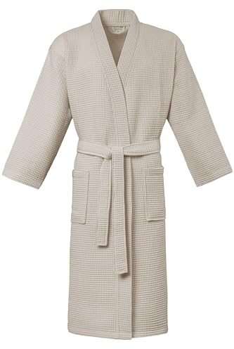 PandaHome Bademantel mit Kapuze 100% Baumwolle Waffelstoff Damen & Herren | Leichter Morgenmantel Waffel, Reisebademantel, Weiches, Saugfähiges und Leichtes Spa Bademäntel
