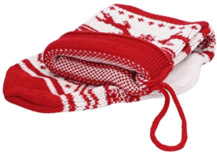 Weihnachtsstrümpfe, 15 X 13 X 5 cm, Großer Gestrickter Weihnachtsstrumpf mit Süßigkeitenbeutel, Schöne Weihnachtsdekoration, Hängende Strümpfe, Schneemann (Doppelhirsch)