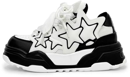 WYGGD Sneakers con Plateau alla Moda da Donna - Scarpe da Ginnastica con Lacci con Mocassini Leggeri, Aumento di Altezza e Suola Spessa - Scarpe Sportive Casual/Versatili - Uomo/Donna,Black-38