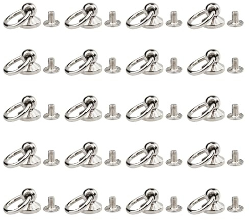 20 Stück O-Ring Studs Nieten, Messingbolzen Nieten D Ringnieten Nagel mit Schraubverschluss Leder Nieten Set, Pull Ring Schnalle Nippel Nagel Montage Schraube für Geldbörse Brieftasche Handtasche Fall