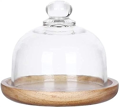 JvFbjLF Mini tortiera e Coperchio in Vetro Vassoio for Ciambelle Vassoio for Dessert Piccolo da 3 Pollici Alimento a Cupola Trasparente Multifunzionale