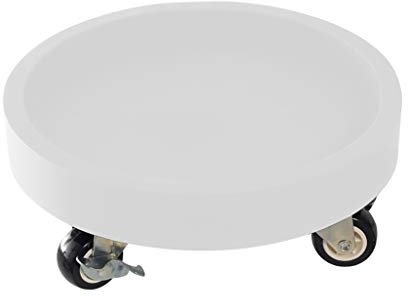 Bac à plantes avec roulettes en plastique - Plateau rond pour pot de fleurs sur roulettes - Plateau soucoupe - Blanc - 20 cm - 40 cm
