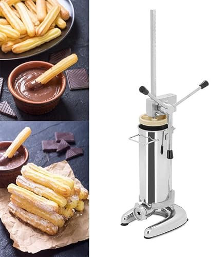 2L/3L Manual Churro Maker, Vertical Spanish Donut Churros Machine, Commercial Churro Making Machine with 5 Molds, Snack Equipment, for Restaurants, Cake Rooms, Coffee Shops,3L