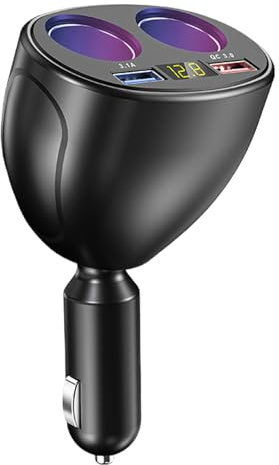 Yianyal Cargador de coche USB Carga rápida,Cargador de teléfono para automóvil - Adaptador USB para automóvil con 2 puertos USB Splitter de alimentación para automóvil - para cargador de coche para