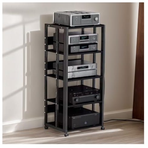 mobile stereo hi fi rack hifi Torre Portaoggetti Angolare A 5 Ripiani, Scaffale Mobile For Audio E Video, Giradischi, Mobiletto For CD E DVD, Unità Di Gioco, Console, Centro Di Intrattenimento, Scaffa