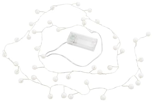 Ideen mit Herz LED-Drahtlichterkette | mit weißen Perlen | 40 LEDs | warmweiß | 180 cm lang | batteriebetrieben | inkl. Timer-Funktion