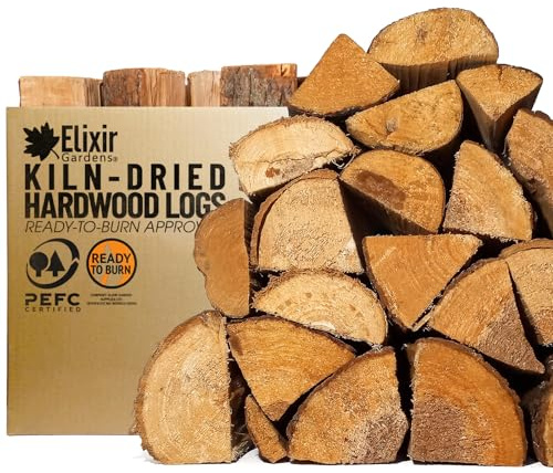 Elixir Gardens Ready to Burn Certified Firewood Logs | Premium Kiln-Dried Mixed Hardwood (Birch, Ash & Oak) for Stoves, Log Burners, Fire Pits & Open Fires | 22L Net x 2