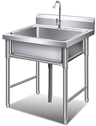 Fregadero de Exterior, Fregadero Comercial Multifuncional Independiente de Acero Inoxidable, Fregadero para Uso General con Protector contra Salpicaduras, para restaurantes, lavanderías, Gar