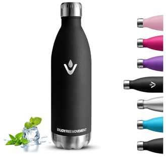 Gourde Isotherme, Gourde 1l, Sans BPA, Bouteille Inox, Anti Fuite, Froid & Chaud, Reutilisable, Double Vide, Acier Inoxydable 18/8, Bouteille d'eau pour Camping, Randonnée, Aptitude