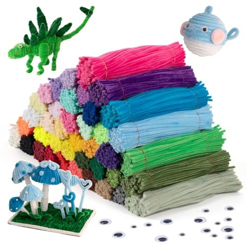 Caydo 4000 Stück Pfeifenreiniger 40 sortierte farbige Chenille-Stiele für Kunst und Handwerk, Bastelbedarf für Kinder (6 mm x 30 cm)