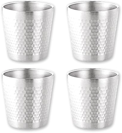OYIWINMI 4 Stück Edelstahlbecher, 175ml Edelstahl Becher, Stapelbar Metallbecher Ohne Henkel, Trinkbecher für Camping Picknick, Reisebecher bruchsicher und BPA-frei für Outdoor Urlaub