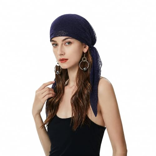 ZLYC Women Chemo Turban Beanie Pre-Tied Headscarf Headwraps Lightweight Hat | Breathable Lace Print Design for Summer