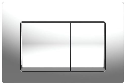 AQUAUNO - Pannello di comando WC cromato per WC in plastica per risciacquo a 2 quantità, pulsante di risciacquo a risparmio d'acqua, compatibile con Geberit Sigma