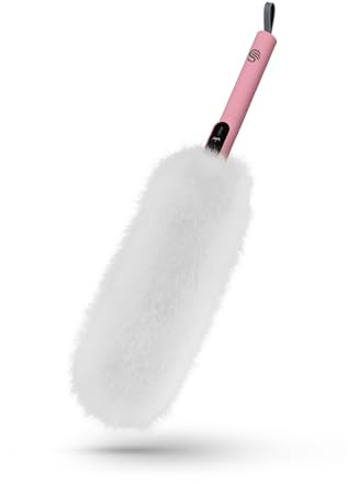Swan x Lynsey TV's Queen of Clean Ultra-Fine Microfibre 2-in-1 Duster, Flat & Tubular Modes for Versatile Cleaning, Super Soft Washable & Reusable Head with Hanging Loop, Pink, SWFC2005QOCN