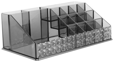 PRETYZOOM Organizador Acrílico Dividido para Algodón y Bastoncillos Contenedor Negro Transparente con Diseño de Organizador de Tocador para Maquillaje y Baño Almacenamiento Práctico y