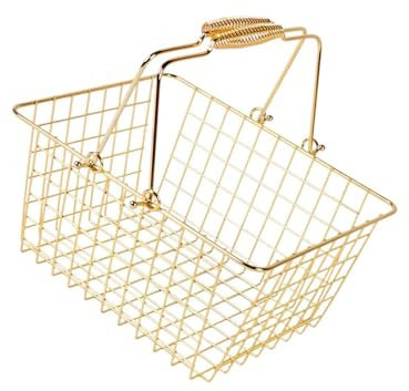 perfk Panier de Courses en métal, bac de Rangement Portable en Acier avec poignée, Panier de Rangement en Fil métallique pour Jouets, légumes, Garde-Manger, M