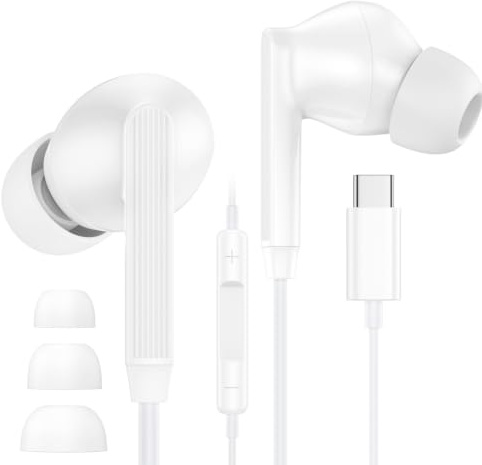 Kopfhörer USB C mit Kabel für Samsung In-Ear Headset Kopfhörer Kabel USB C | USB C Kopfhörer Ohrhörer mit Kabel für Samsung Galaxy S26 S25 Ultra S24 S23 A35 A36 A55 A56 A57 5G, iPhone 17 16 15 Pro Max