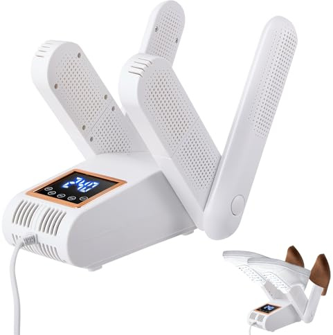 Chauffe-chaussures électrique, chauffe-pieds avec 4 niveaux de séchage et fonction antibactérienne, sèche-chaussures avec minuterie et design pliable, souffleur thermique à séchage rapide pour