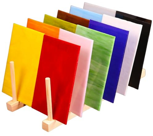 12 Bögen Buntglas Blätter, Buntglas Zubehör für Buntglas Projekte Vielfalt Mosaik Glas Kunst Buntglas Verschiedene Kathedrale Glas für DIY Home Decoration (Farbmischung, 10×10cm)
