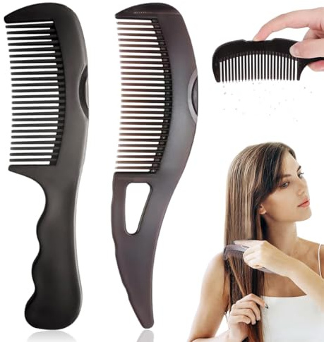 DOKRIN Peines 2 peines anticaspa con dientes huecos autolimpiables y mangos de masaje, peines para masaje del cuero cabelludo para eliminar la caspa y la grasa