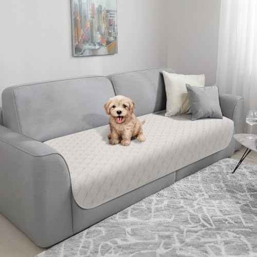 TAIKURA Manta Impermeable para Perros, Almohadilla de Entrenamiento Reutilizable Antideslizante, Protector de Muebles, Sofá, Cama Lavable para Cachorros, Perros y Gatos 76x190 cm Crema
