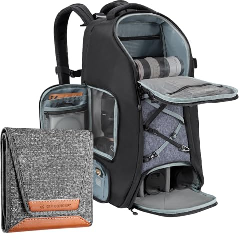 K&F CONCEPT Sac à dos pour appareil photo Grand 30L + Étui de Filtres jusqu'à 82 mm