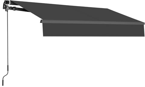 BelleMax Gelenkarmmarkise Markise mit Handkurbel, 360x300cm, Kohlengrau