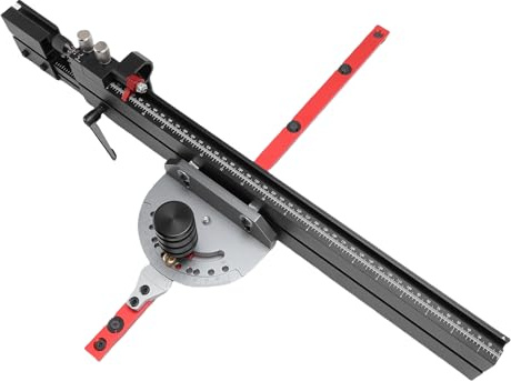 Walfront Bordssåggeringsmätare Micro Justerbart Flipstopp och Utdragbart Staket med Nolljusteringsratt och 11 Förinställda Vinklar för 3/8x3/4 T-spår Träbearbetning
