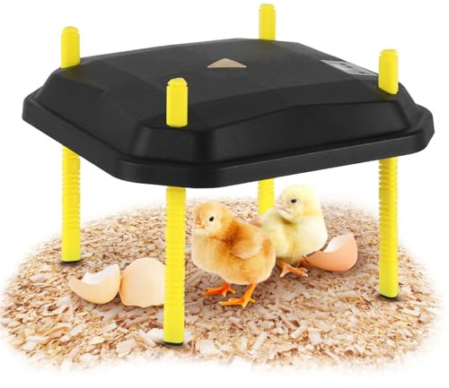 Jaxguom Wärmeplatte Küken 30W, 25.5x25.5cm Küken Wärmeplatte, Einstellbare Temperatur 10-60°C & Höhe 8-23cm, Kunstglucke für Küken Enten Hühner Aufzucht, Schwarz