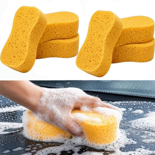 6 Stück Autoschwamm, Auto Schwamm, Autoschwamm, Autowaschschwamm, Waschschwamm Fahrrad, Polierschwämme und Putzschwämme für Haushalt, Ergonomisch Waschschwamm Schaumstoff, Sponge Super Saugfähig