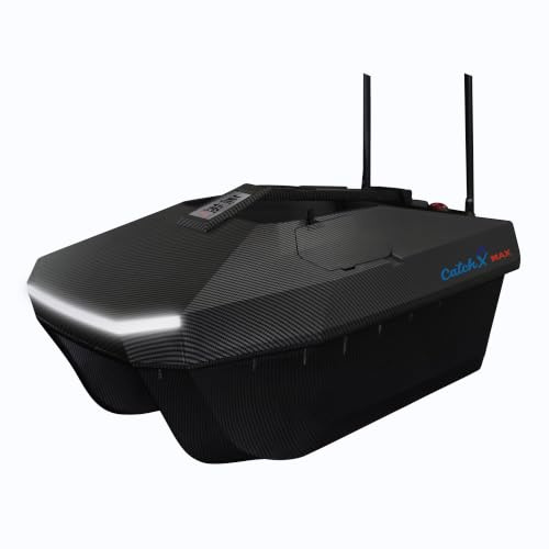 Rippton CatchX Max GPS Bait Boat for Carp Fishing, Precision Fishing Accessories with 3kg Hopper, 400m Range, App Navigation, Quiet Motor, 4 Hour Runtime, Sonar Ready Design