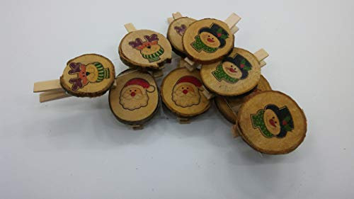 CC CASALINGHI 'Set di 12 mollette segnaposto, con legnetto lavagnetta per Scrivere i Nomi con la Penna sul legnetto Natale Xmas Christmas, con Babbo Natale. Dimensione 4x3 cm'