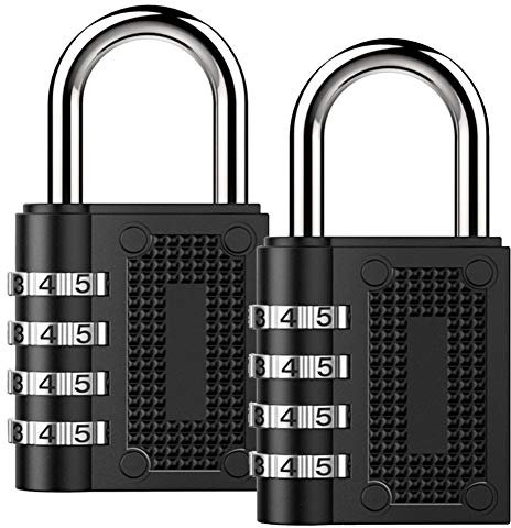 Combination Lock BeskooHome Security Padlock - [2-Pack] Weather Proof Padlock with 4-Digit Smooth Dial for School, Gym, Outdoor Shed Locker -Black
