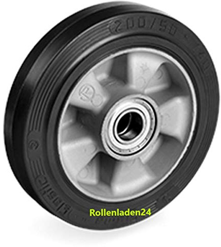 Gummi Lenkrad 200 mm für Hubwagen mit Kugellager, Bohrung 20 (200-20-60)
