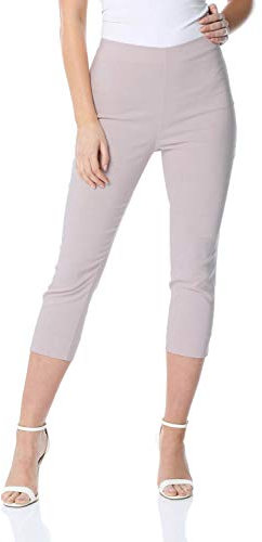 Roman Originals Cropped Trousers for Women UK Ladies Capri Leggings Summer Pants Short Crop Stretch 3/4 Length Three Quarter Pedal Pusher Clothes Elasticated Bengaline Cut Off - Mauve - Size 18