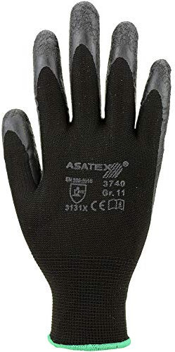 ASATEX 3740 Maurer-Handschuh mit Latex-Beschichtung Schwarz 144 Paar Verpackungseinheit (Paar) VE 144, Größe 11