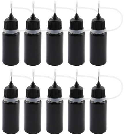 T Tulead Schwarze Spitze Applikator Metall Nadel Kunststoff Flasche 10ml Präzisionsspitze Applikator Flaschen 10 Stück