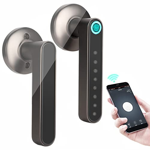 Elektronisches Türschloss, Biometrisches Fingerabdruck-Türschloss, Schlüsselloses Bluetooth-Türschloss, Haus Sicherheitspasswort-Türschloss mit Fingerabdruck-Türgriff, Transponder (Schwarz)