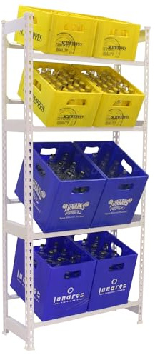 Simon Rack Estantería Cajas de Bebidas, 8 Cajas, 2000x800x300 mm, 4 Alturas, 100 kg de Punto Flexión, Estantería para Bebidas, Blanco - Simonbottle