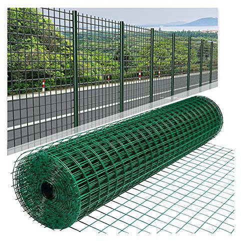 LSXIAO-Decorative Fences Wire Mesh Fence, Garden Fencing Roll Green Pvc Coated Galvanised Steel Wire Mesh Hole 6x6cm for Chicken, Duck, Rabbit Animal Enclosure (Color : 2.5mm, Size : 1.2x30m)