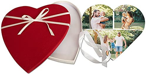 wandmotiv24 personalisierte Foto-Herzen aus Acrylglas mit Geschenkbox, Größe 20x20 cm, 3 Fotos, Foto Collage, Geschenke für Partner, Muttertag, Fotogeschenk, Dekoration Wohnung modern M0724