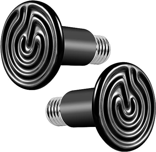 Bonlux 100W Terrarium Reptilien Wärmelampe, Keramik Wärmestrahler E27 für Eidechsen/Schildkröten/Schlangen/Hühner/Hunde, Kein Licht, 2 Pack