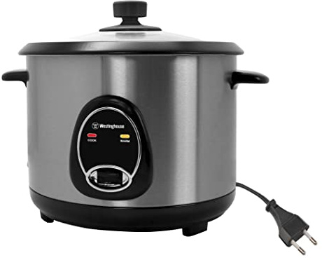Westinghouse 220 Volts Rice Cooker 16 Cup, Non Stick Cooking Pot, Measuring Cup, Keep Warm Function-Stainless Steel-1000W (NOT FOR USE IN USA)